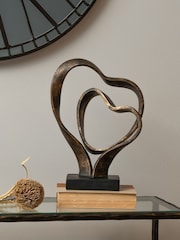 Libra Interiors Gold Double Heart Sculpture - Image 1 of 2