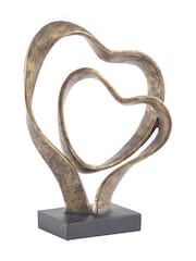 Libra Interiors Gold Double Heart Sculpture - Image 2 of 2