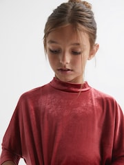Reiss Pink Esme Junior Velvet Tie Side Dress - Image 4 of 7