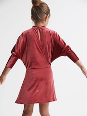 Reiss Pink Esme Junior Velvet Tie Side Dress - Image 5 of 7