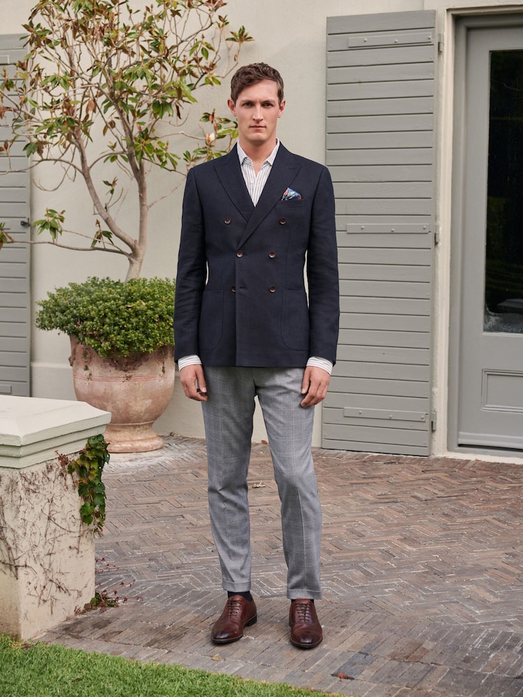 Navy Blue Signature Linen Blend Blazer - Image 2 of 7