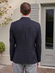 Navy Blue Signature Linen Blend Blazer - Image 3 of 7