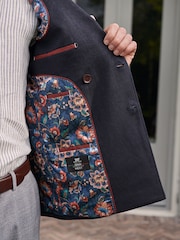 Navy Blue Signature Linen Blend Blazer - Image 6 of 7