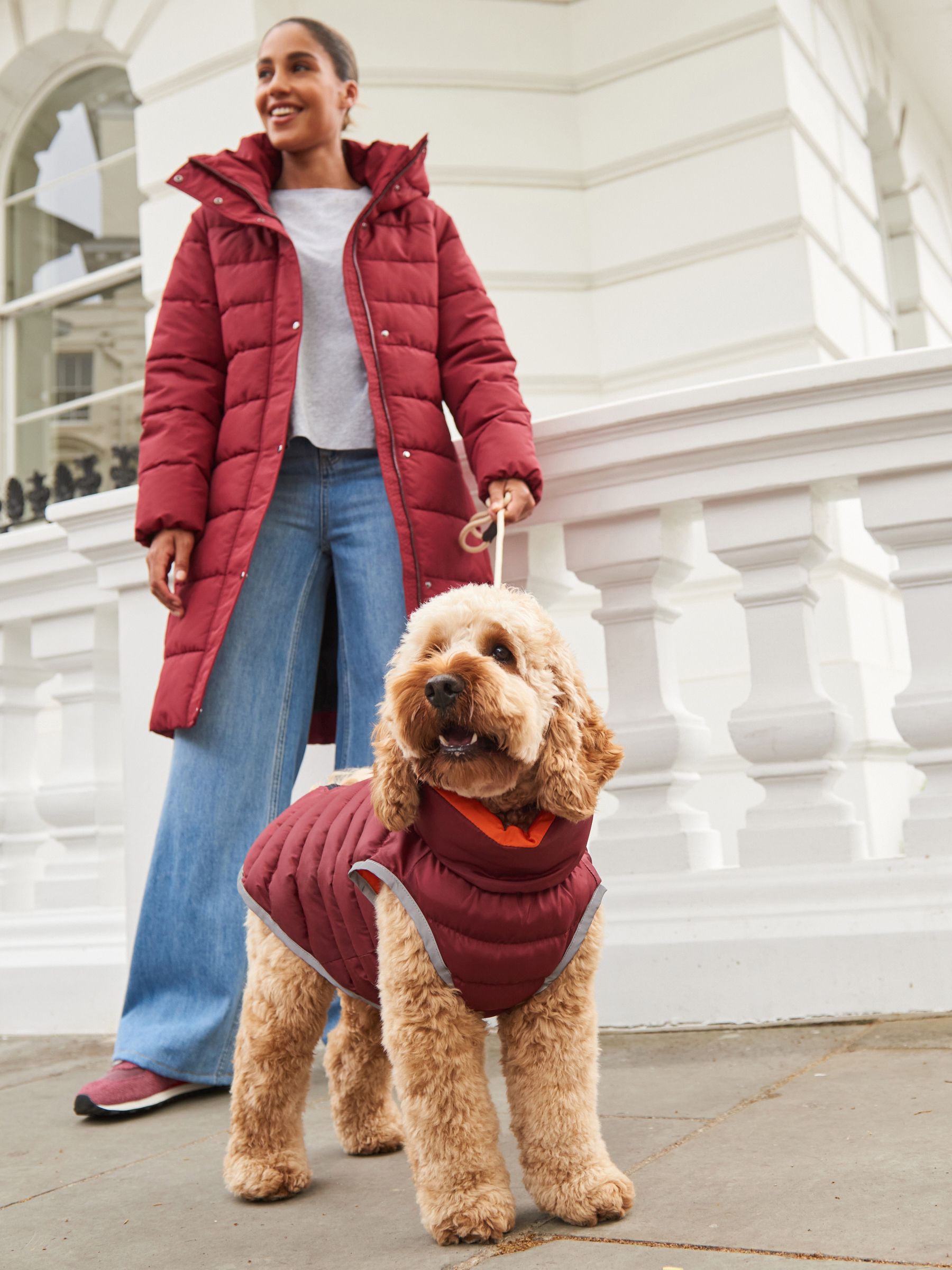 Buy Burgundy Red Orange Packable Reversible Dog Coat from Next Luxembourg