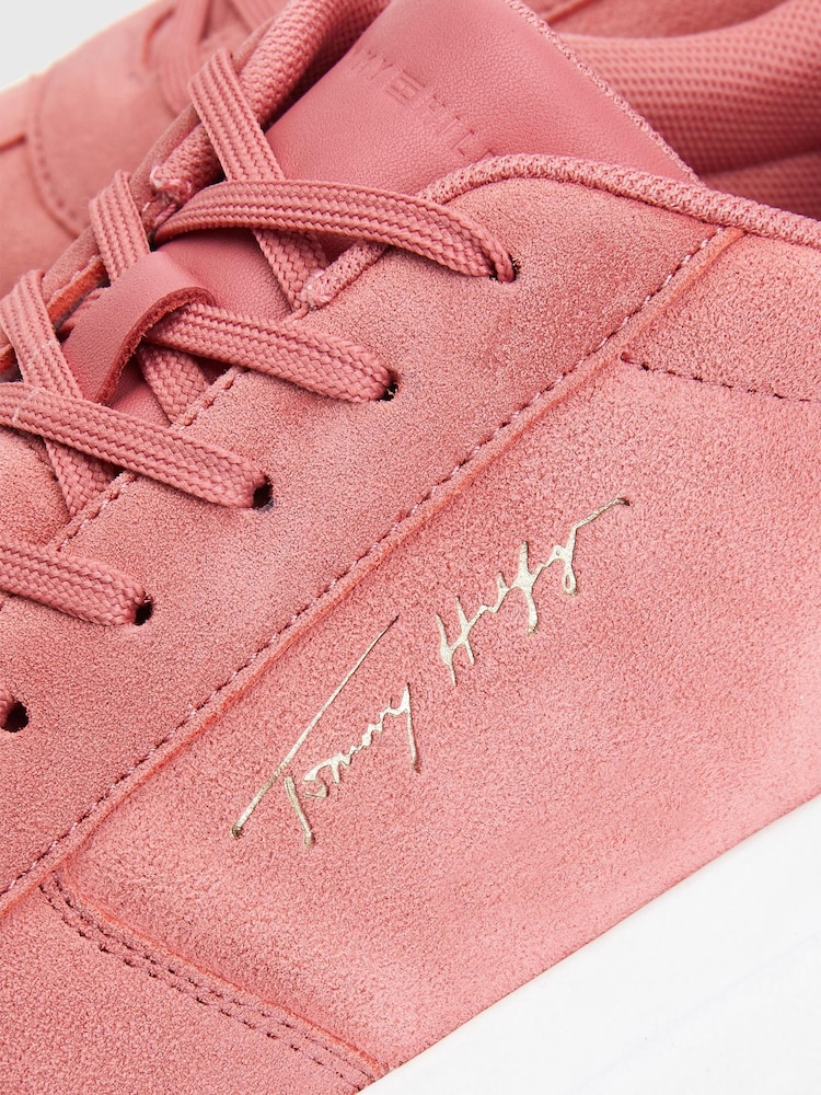 Tommy Hilfiger Pink Signature Suede Trainers - Image 4 of 4