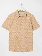 FatFace Beckley Yellow Tile Print Shirt - Image 3 of 4