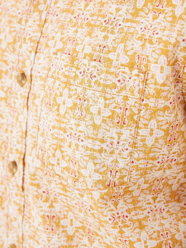 FatFace Beckley Yellow Tile Print Shirt - Image 4 of 4