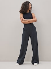 Navy Ribbed Racer Tank Vest Sleeveless Top - Image 3 of 5