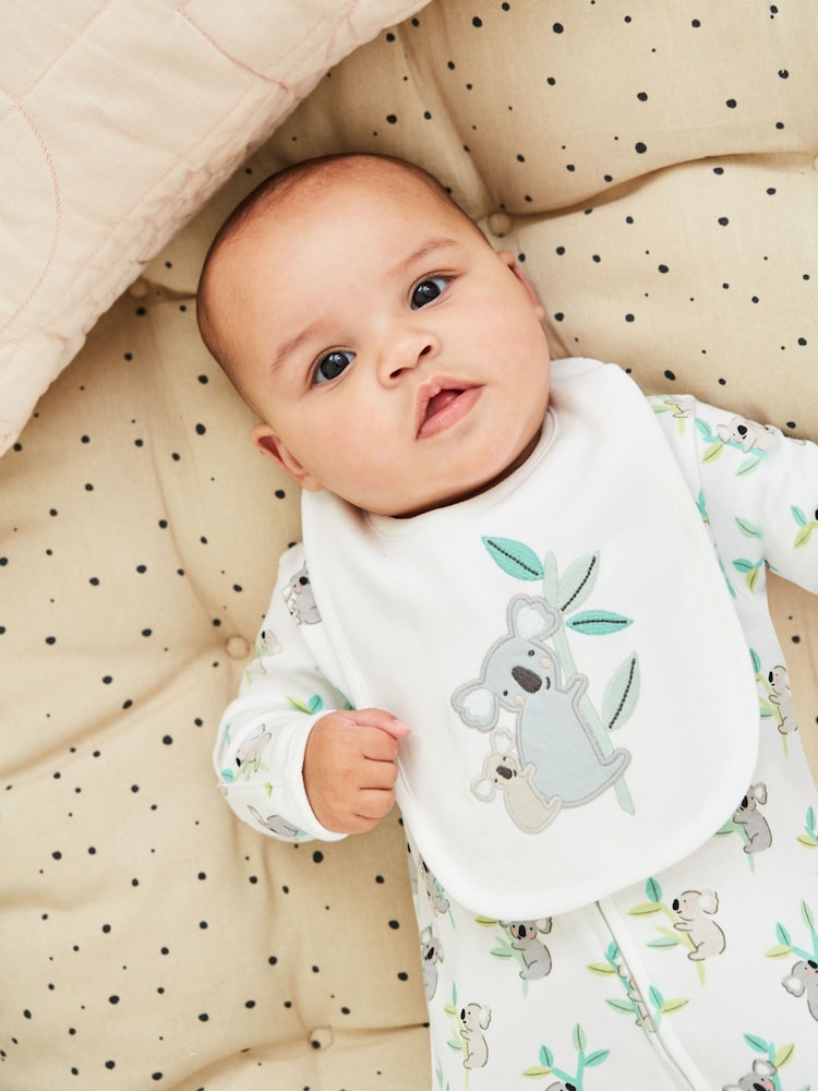 JoJo Maman Bébé White Koala Appliqué Bib - Image 1 of 2