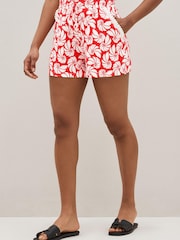 Red Shell Jersey Lace Trim Shorts - Image 1 of 4