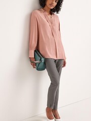 Blush Pink Long Sleeve Textured Satin Shirt - Image 2 of 5