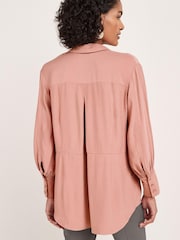 Blush Pink Long Sleeve Textured Satin Shirt - Image 3 of 5