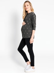 JoJo Maman Bébé Charcoal Foil Print Maternity & Nursing Top - Image 4 of 7
