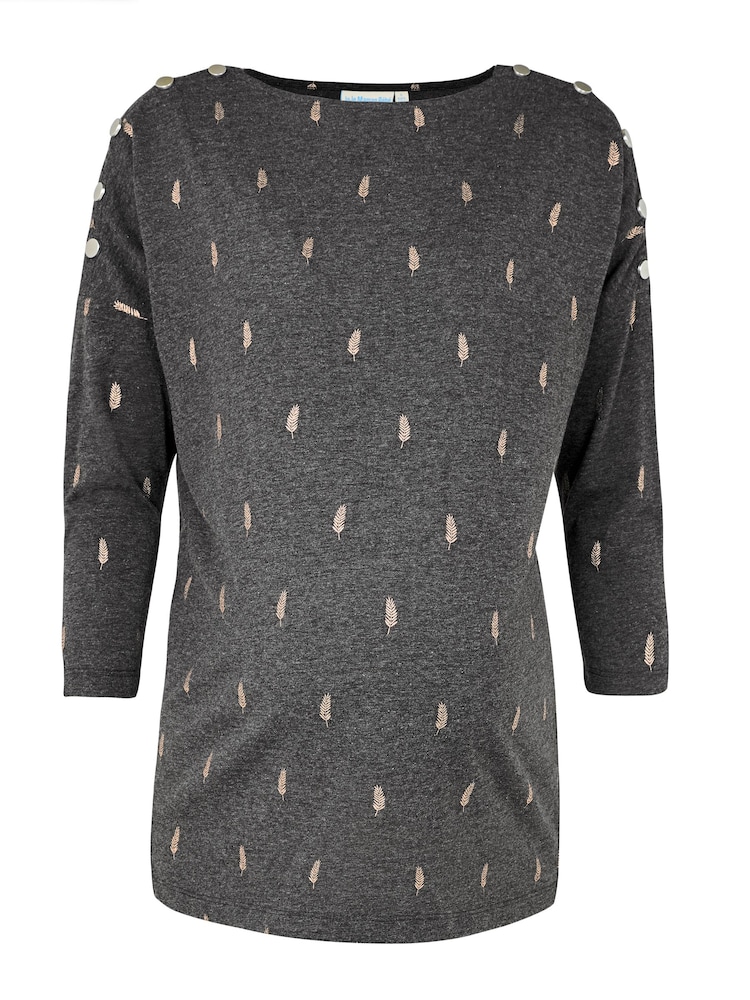 JoJo Maman Bébé Charcoal Foil Print Maternity & Nursing Top - Image 5 of 7