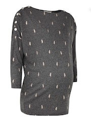 JoJo Maman Bébé Charcoal Foil Print Maternity & Nursing Top - Image 6 of 7
