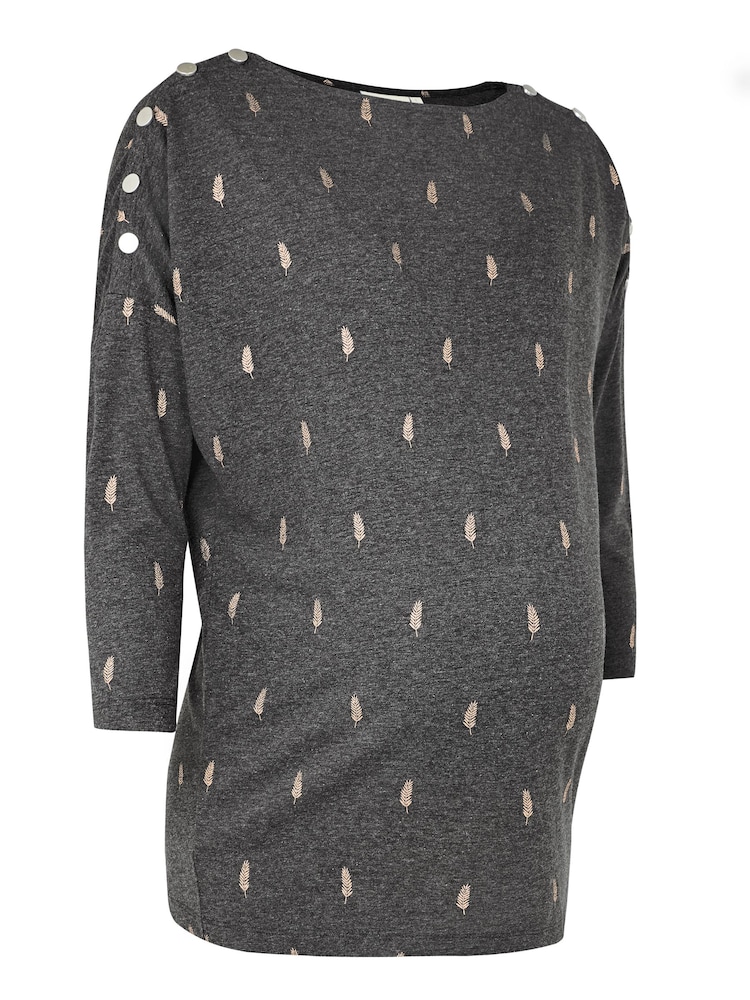 JoJo Maman Bébé Charcoal Foil Print Maternity & Nursing Top - Image 6 of 7