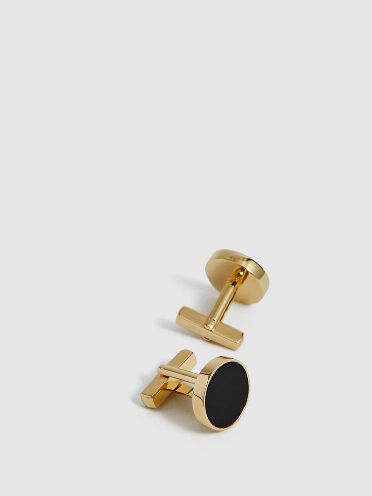Reiss Gold Ardley Stone Insert Cufflinks - Image 3 of 6