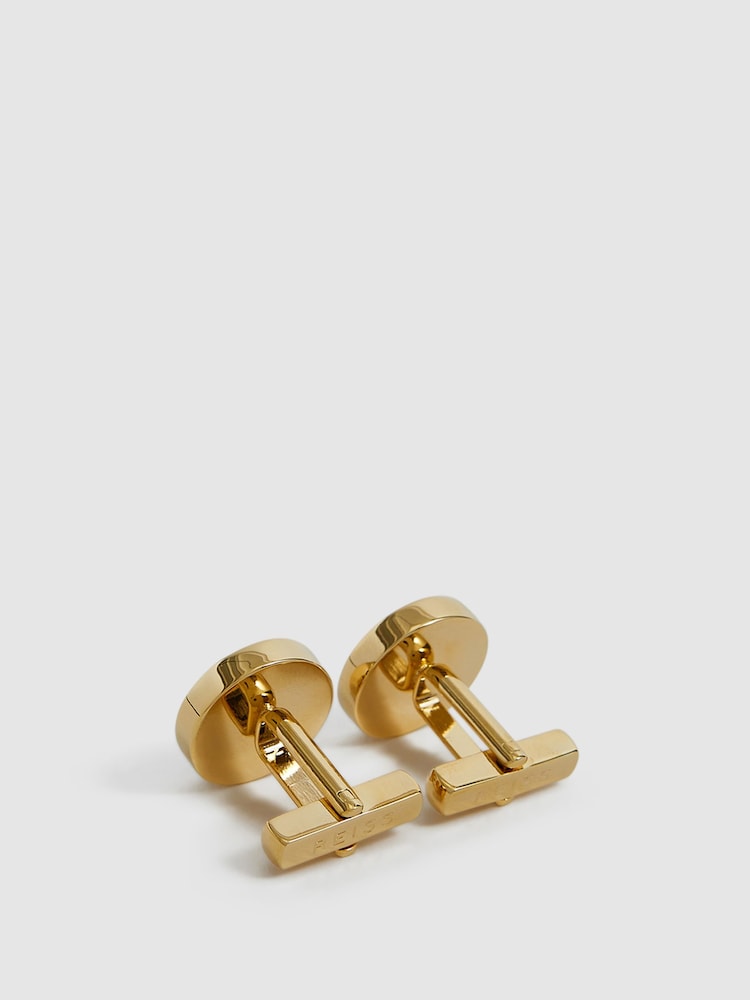 Reiss Gold Ardley Stone Insert Cufflinks - Image 4 of 6