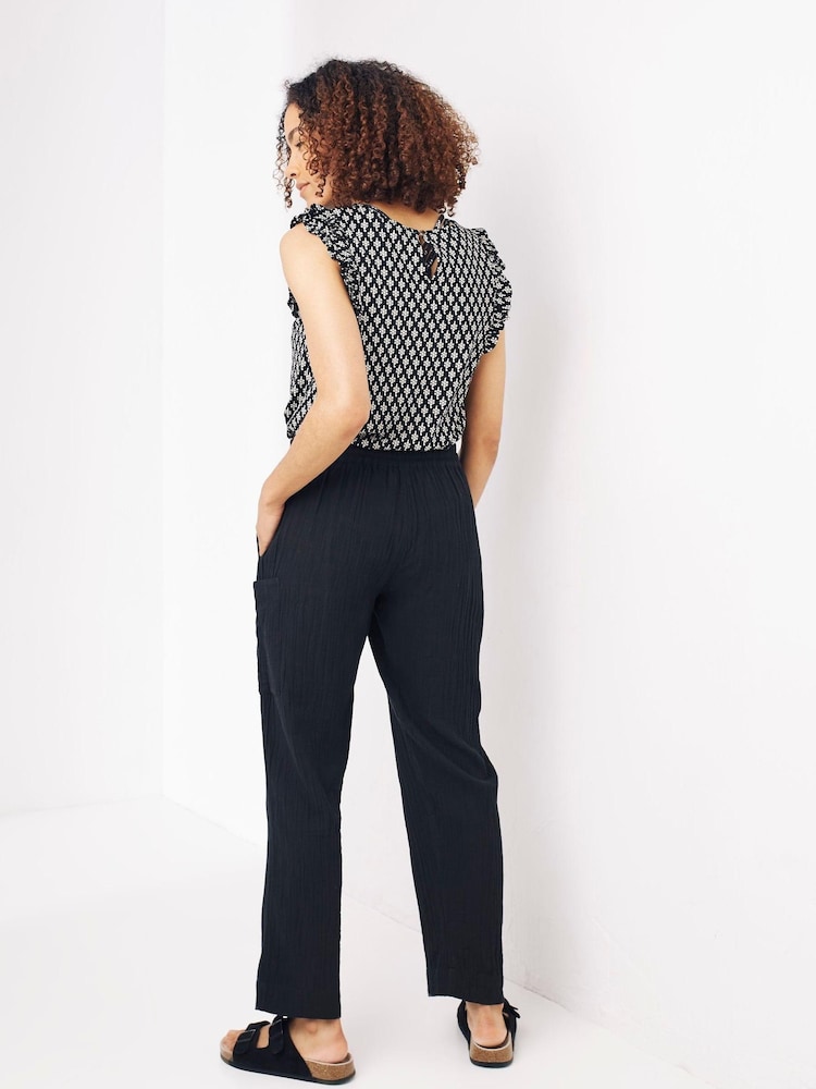 FatFace Black Tapered Cotton Joggers - Image 2 of 4 FatFace Black Tapered Cotton Joggers - Image 2 of 4