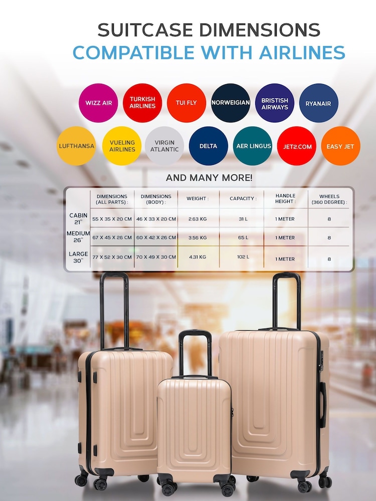 Flight Knight Large Hardcase Lightweight Check-In Suitcase With 4 Wheels - Image 7 of 7