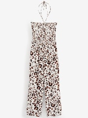 Ecru Cream Animal Shirred Bandeau Jumpsuit - Image 5 of 5
