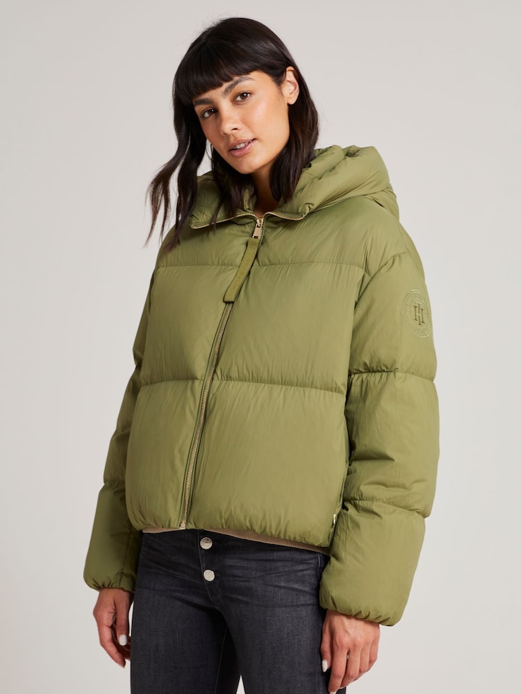 Tommy Hilfiger Green Nylon Down Puffer Jacket - Image 1 of 5 Tommy Hilfiger Green Nylon Down Puffer Jacket - Image 1 of 5