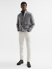 Reiss Soft Grey Vienna Wool Button-Through Jacket - Image 3 of 7