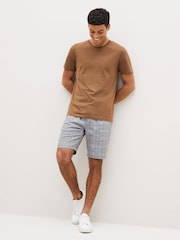Grey Check Straight Pleat Chino Shorts - Image 3 of 7