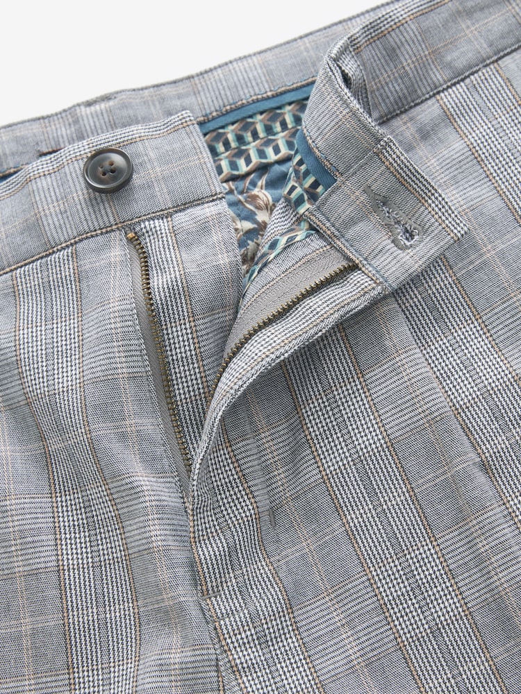 Grey Check Straight Pleat Chino Shorts - Image 7 of 7