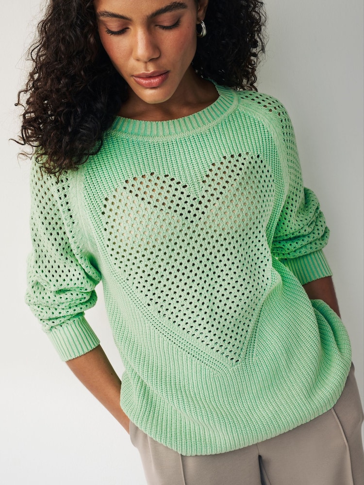 Fluro Green Heart Jumper - Image 1 of 6 Fluro Green Heart Jumper - Image 1 of 6