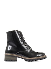 Pavers Metallic Lace Up Ankle Black Boots - Image 1 of 6