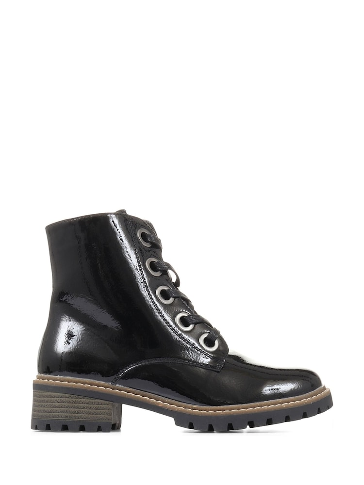Pavers Metallic Lace Up Ankle Black Boots - Image 1 of 6