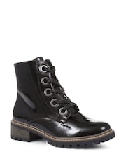 Pavers Metallic Lace Up Ankle Black Boots - Image 2 of 6