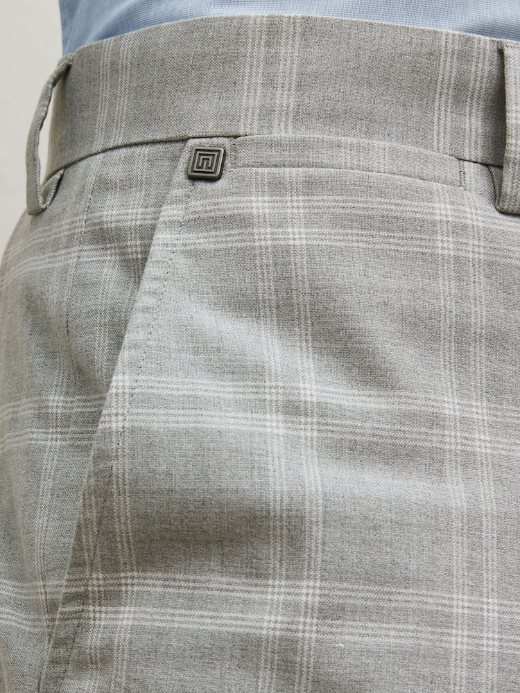 Grey Slim Tapered Trimmed Check Trousers - Image 12 of 12 Grey Slim Tapered Trimmed Check Trousers - Image 12 of 12