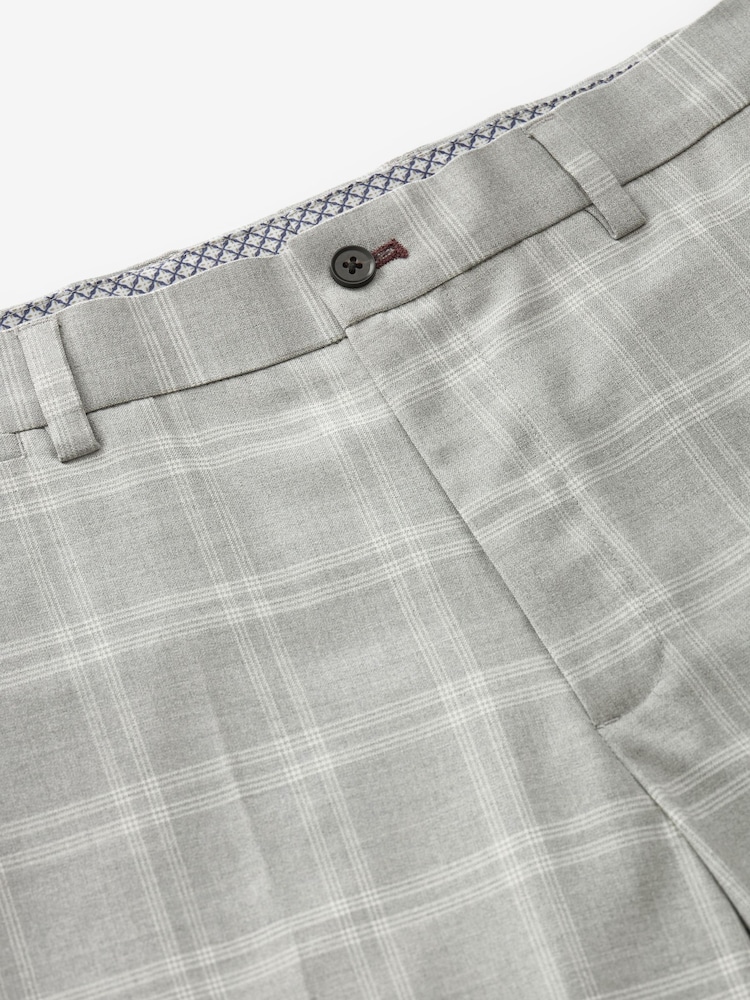 Gris - Slim fuselés - Pantalons à carreaux bordé - Image 8 of 12