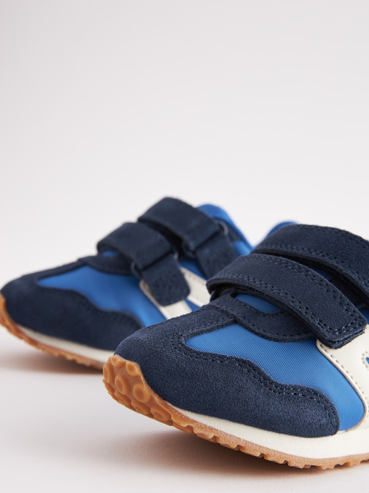 Navy Blue/White Retro Double Strap Trainers - Image 5 of 5