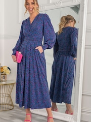 Jolie Moi Blue Nancy Long Sleeve Maxi Dress - Image 1 of 5