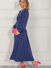 Jolie Moi Blue Nancy Long Sleeve Maxi Dress - Image 3 of 5