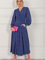 Jolie Moi Blue Nancy Long Sleeve Maxi Dress - Image 5 of 5