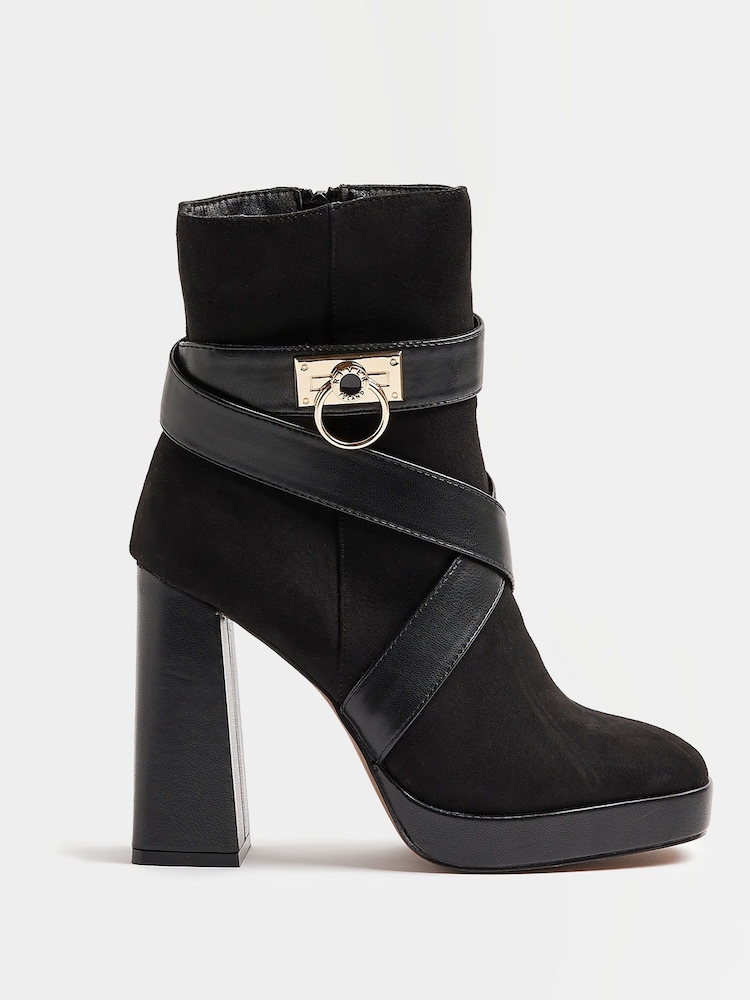 River Island Black Padlock Ankle Boots - Image 1 of 5