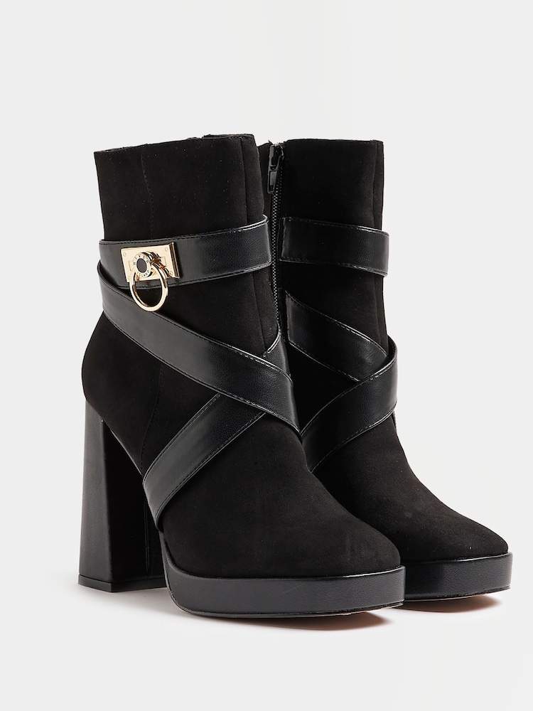 River Island Black Padlock Ankle Boots - Image 2 of 5 River Island Black Padlock Ankle Boots - Image 2 of 5