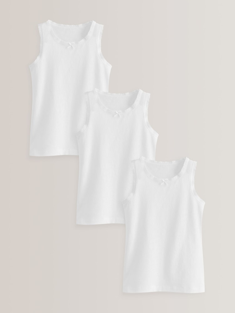 White Lace Vests 3 Pack (1.5-16yrs) - Image 1 of 3