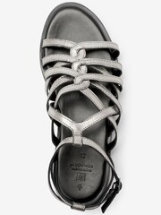 Pewter Regular/Wide Fit Forever Comfort® Woven Leather Gladiator Low Platform Sandals - Image 5 of 6