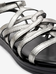 Pewter Regular/Wide Fit Forever Comfort® Woven Leather Gladiator Low Platform Sandals - Image 6 of 6