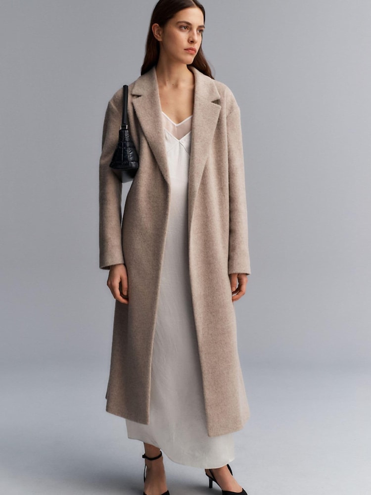 Calvin Klein Natural Textured Wool Mix Coat - Image 1 of 9