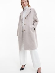 Calvin Klein Natural Textured Wool Mix Coat - Image 4 of 9