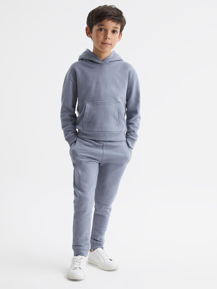 Reiss Ashley Blue Alexander Oversized Cotton Jersey Hoodie - Image 1 of 5
