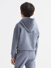 Reiss Ashley Blue Alexander Oversized Cotton Jersey Hoodie - Image 4 of 5