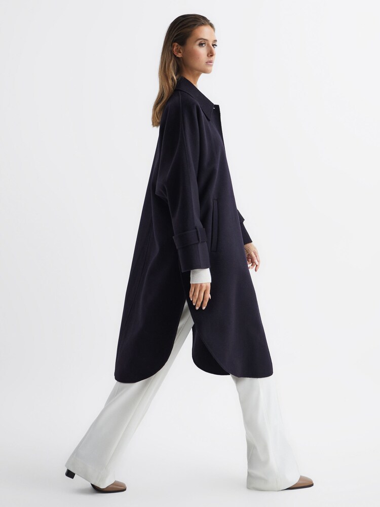 Reiss Navy Carmen Blindseam Cape Coat - Image 1 of 9