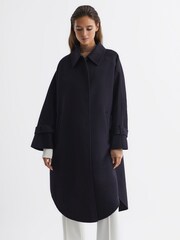 Reiss Navy Carmen Blindseam Cape Coat - Image 3 of 9